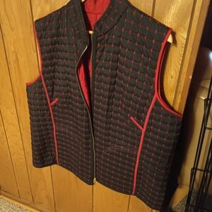 Stylish Black and Red Reversible Quilted Vest